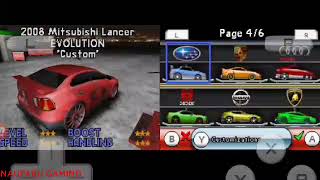 Need For Speed: Nitro Nintendo DS All Cars & Track List