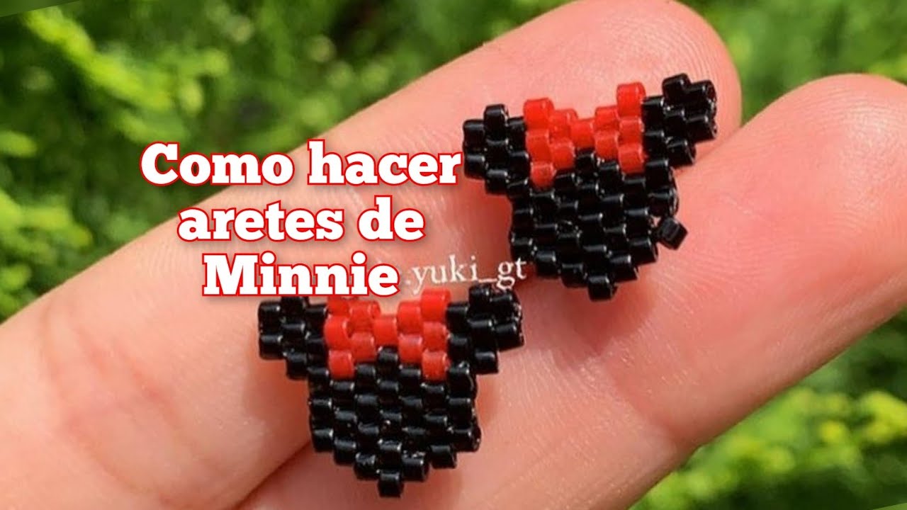 Cómo hacer aretes para niña con Delicas MINNIE MOUSE Tutorial bisutería  paso a paso fácil y rápido 