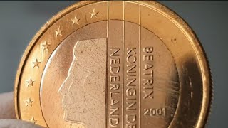 1 Euro Coin 2001 Netherlands Coin Mintage quantity (1999~2023)