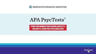 APA PsycTests® - Finding Reliability, Validity, and Factor Analysis  - ProQuest