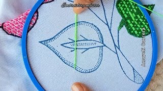 Idea super hermosa para bordar hojas 