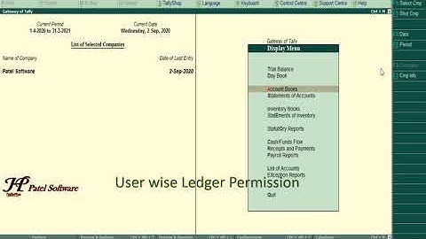 User wise Ledgers Permission in Tally.ERP9