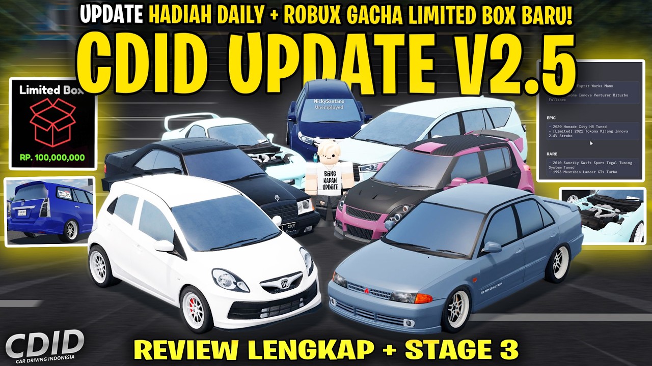 REVIEW SEMUA MOBIL BARU GACHA DAILY LIMITED BOX + ROBUX BOX UPDATE V2.5 - CDID V2.5 Roblox