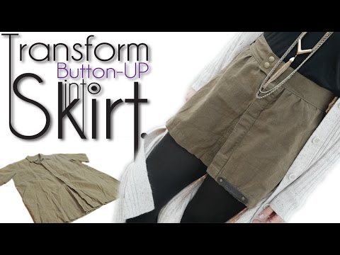 【THE MOZZ】Sara Whole Garment Button Setup Skirt Easy DIY Clothing Transformation: Button Up into Skirt - YouTube