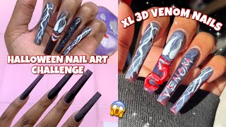 MAKARTT MONSTER BALL HALLOWEEN NAIL ART CHALLENGE  | 3D VENOM NAILS | EASY POLYGEL NAILS