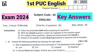 1st PUC English Key Answers 2024 Question Paper and Key Answers