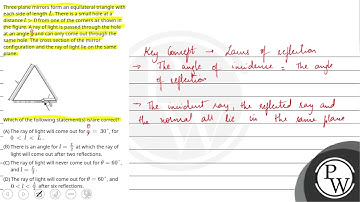Three plane mirrors form an equilateral triangle with each side of length L. There is a small ho....
