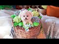 How to make cute puppy in a basket cake 🇳🇵| Hydrangea piping | whipped cream cake