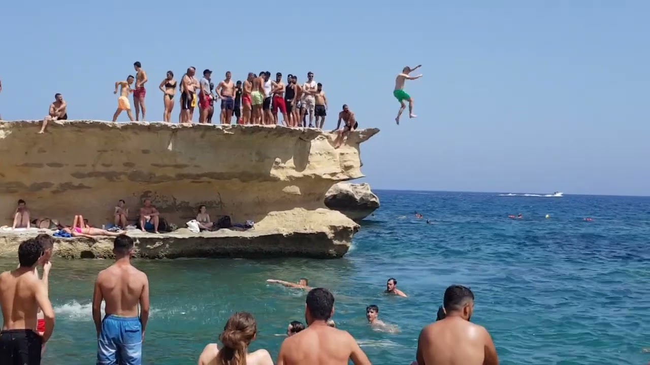 Famous Cliff Diving in Malta🇲🇹 | St.Peter's Pool Beach in Marsaxlokk 