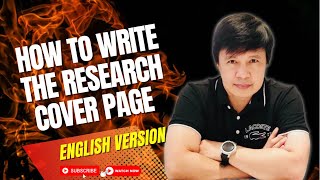 HOW TO WRITE THE RESEARCH COVER PAGE