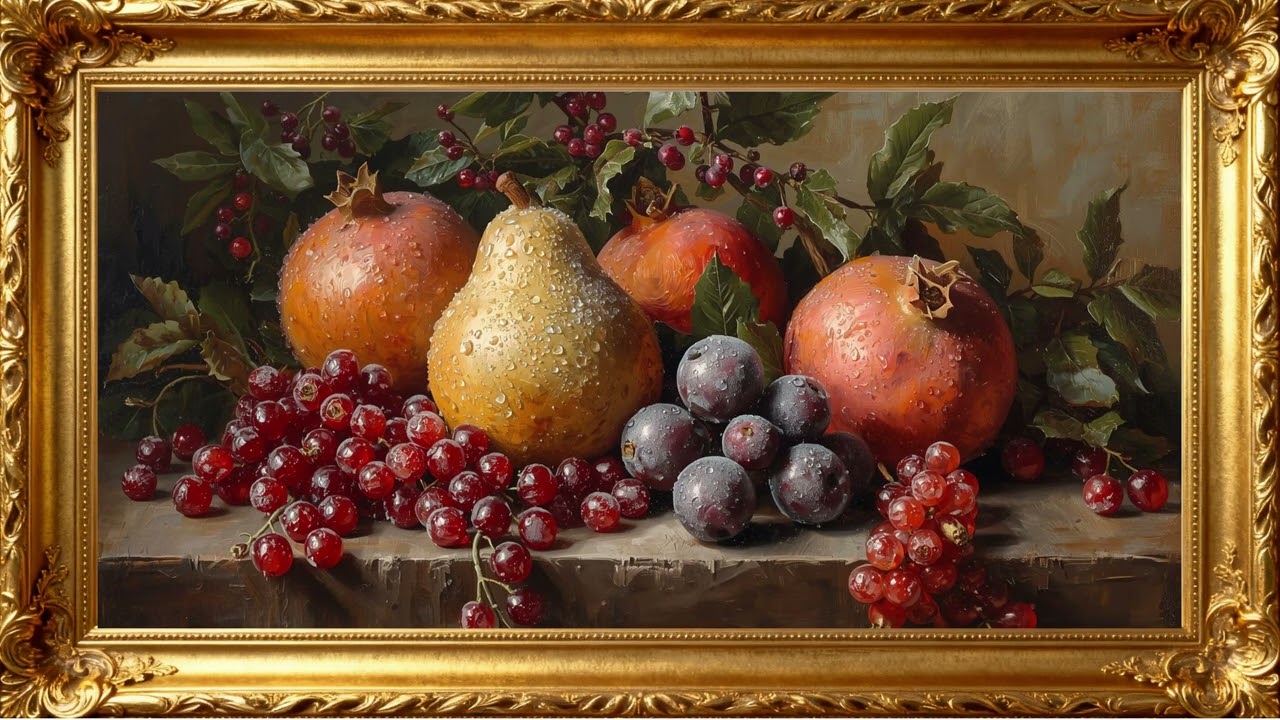 Frosted Fruit Glow – 4K Winter Wallpaper for Home Display | 4K Frame TV Art