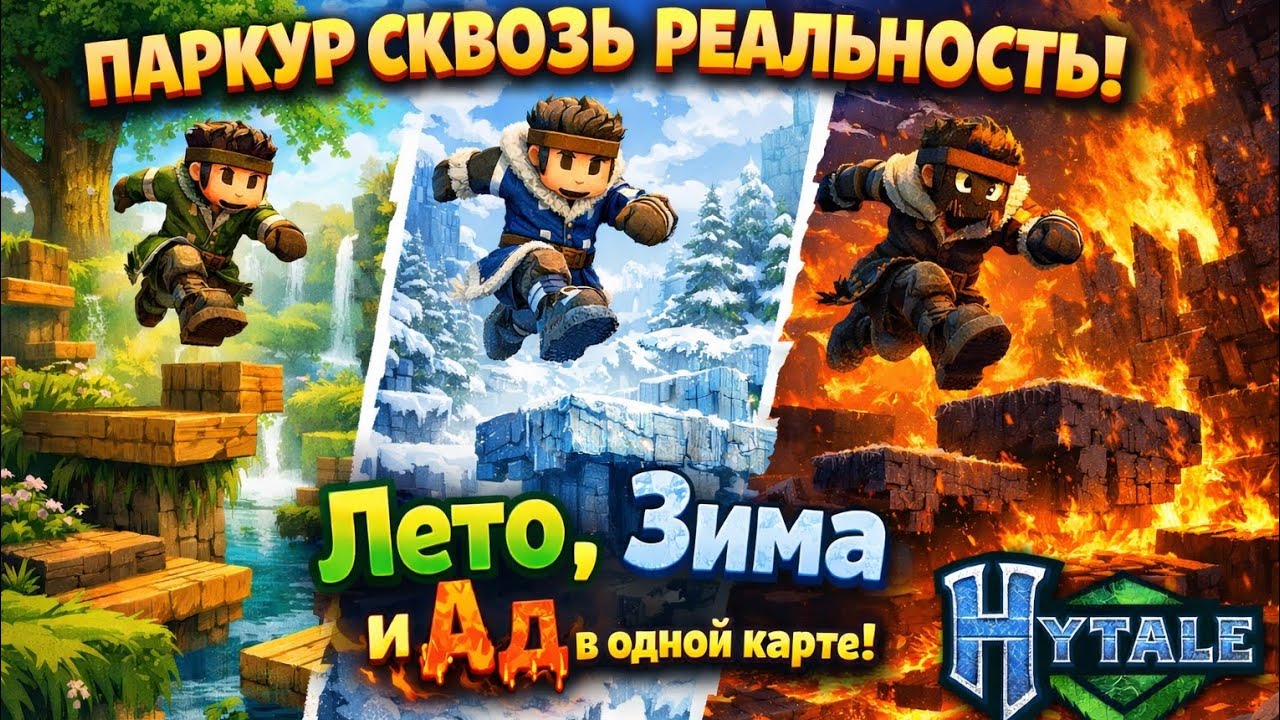 ПАРКУР СКВОЗЬ РЕАЛЬНОСТЬ: Лето, Зима и Ад в одной карте в Hytale