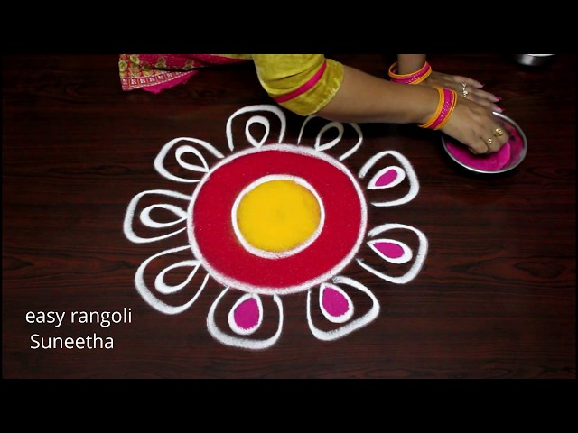 Beautiful simple freehand rangoli for thaipusam 2019 - colour