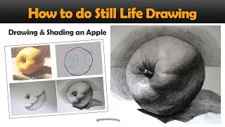 How to draw Still Life with pencils - Apple drawing