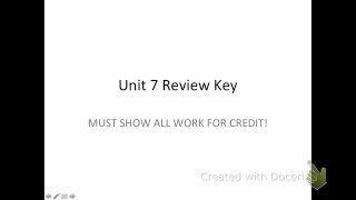 Unit 7 Review Answer Key