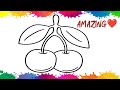 How to Draw Cherries Step by Step 🍒 | Easy Drawing for Kids | Simple Art Tutorial