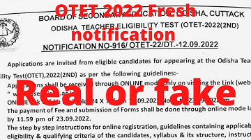 OTET 2022 Notification||Real or fake