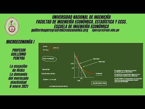 Microeconomía I: La ecuación de Hicks, la demanda del mercado y elasticidad Microeconomía I: La ecuación de Hicks, la demanda del mercado y elasticidad