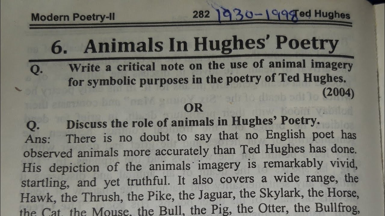 Animal imagery in Hughes Poetry in urdu,hindi - YouTube
