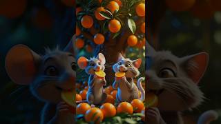 Mouse and cat plant an orange tree and millions of oranges grow on it #ai #mouse #cat #viralshorts
