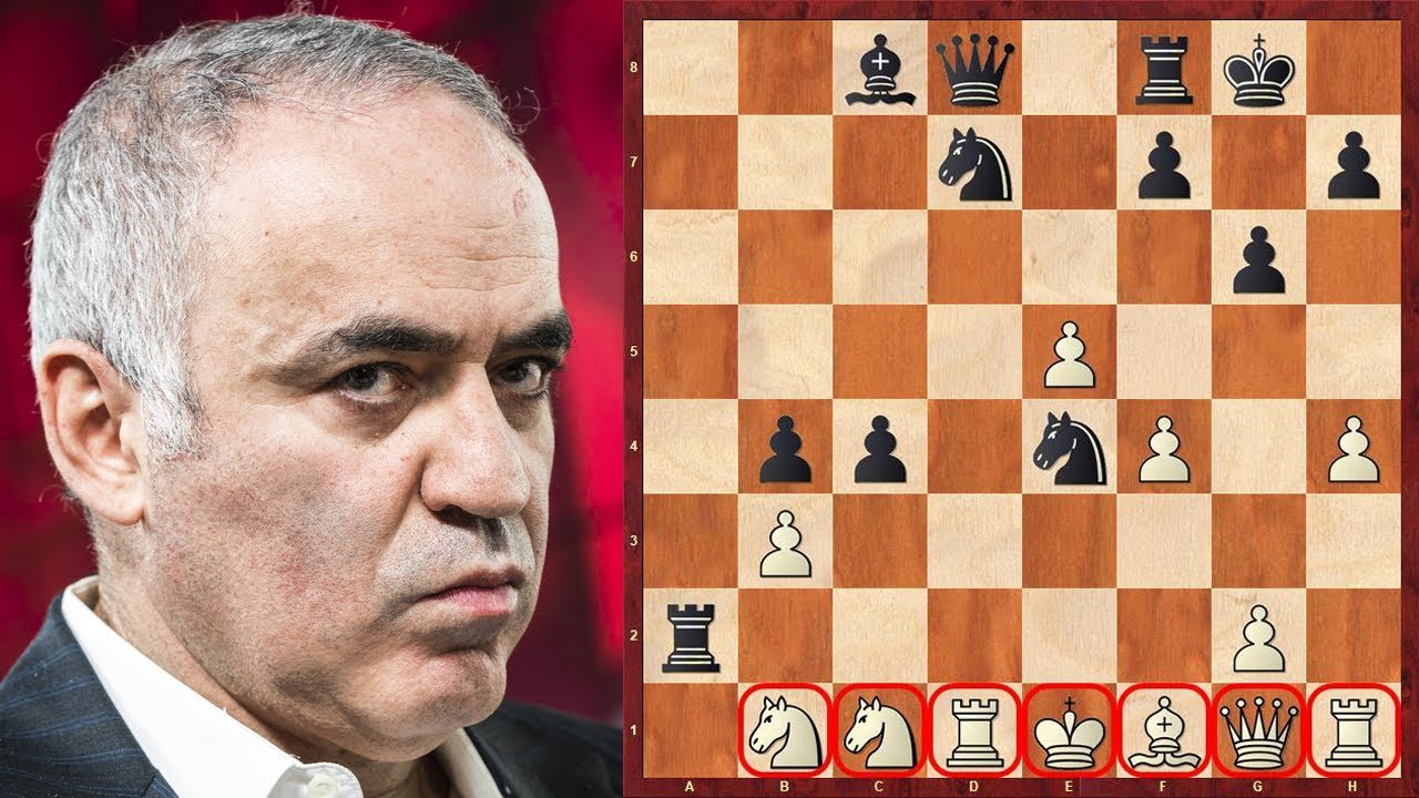 Grand masters Anatoly Karpov right and Garry Kasparov left playing