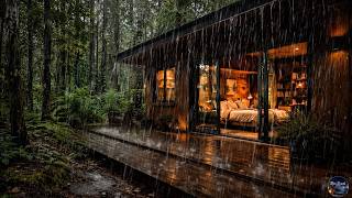 Sleep Through the Night with Real Heavy Rain  Cozy Forest Cabin White Noise