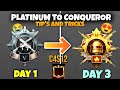 From platinum to conqueror  tips and tricks 100 working  pubgm