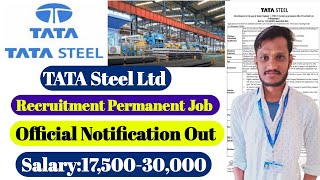 TATA Steel Ltd Recruitment 2024 | Permanent Job | Salary -30,000 | Tata Steel New vacancy | TATA