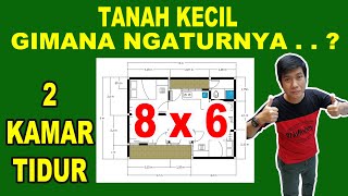 Posisi Pintu yg Efisien Ruang - Denah Rumah 8x6