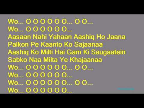 Aasaan Nahi yahan Aashiq ho jana clean karaoke