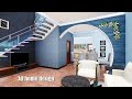 40*60 feet, 2400 sqft, 5 bedroom duplex house design plan as 3d home design