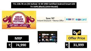 TCL 138.78 cm (55 inches)  AI 4K UHD Certified Android Smart LED TV 55P8 (Black) (2019 Model)