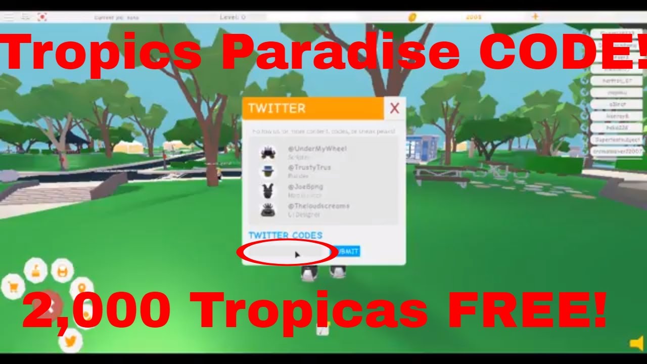 Tropics Paradise Roblox Code 2 000 Tropicas Free Youtube