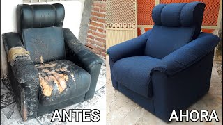 TAPIZADO DE SILLON RECLINABLE de Vinil a Tela !!!!!