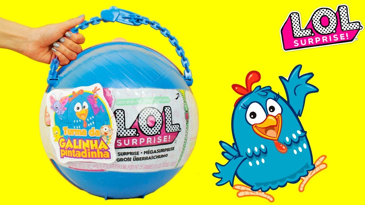 ABRINDO BIG LOL SURPRESA DA GALINHA PINTADINHA CUSTOM LOTTIE DOTTIE CHICKEN BIG LOL SURPRISE