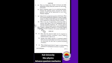 advance quantum mechanics #important #kukuniversity #exam #2015 #3rd semester #physics