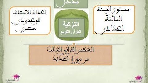 مدخل التزكية القرآن الكريم الشطر الثالث من سورة الحديد. مستوى السنة الثالثة اعدادي.