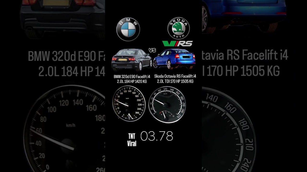BMW 320d E90 Facelift i4 2.0L 184 HP 1420 KG vs Skoda Octavia RS Facelift i4 2.0L TDI 170 HP 1505 KG
