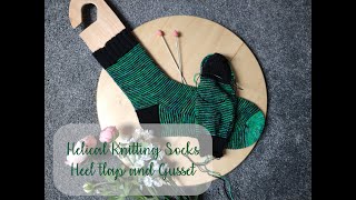 Heel Flap and Gusset in a Helical Sock