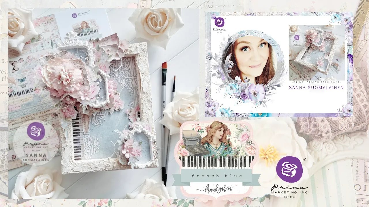 FRENCH BLUE - Mixed Media Reverse Canvas Tutorial by Sanna Suomalainen ...