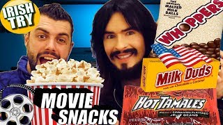 Irish People Try AMERICAN MOVIE THEATER - Snacks + Candy + Cinema Popcorn Flavours!!