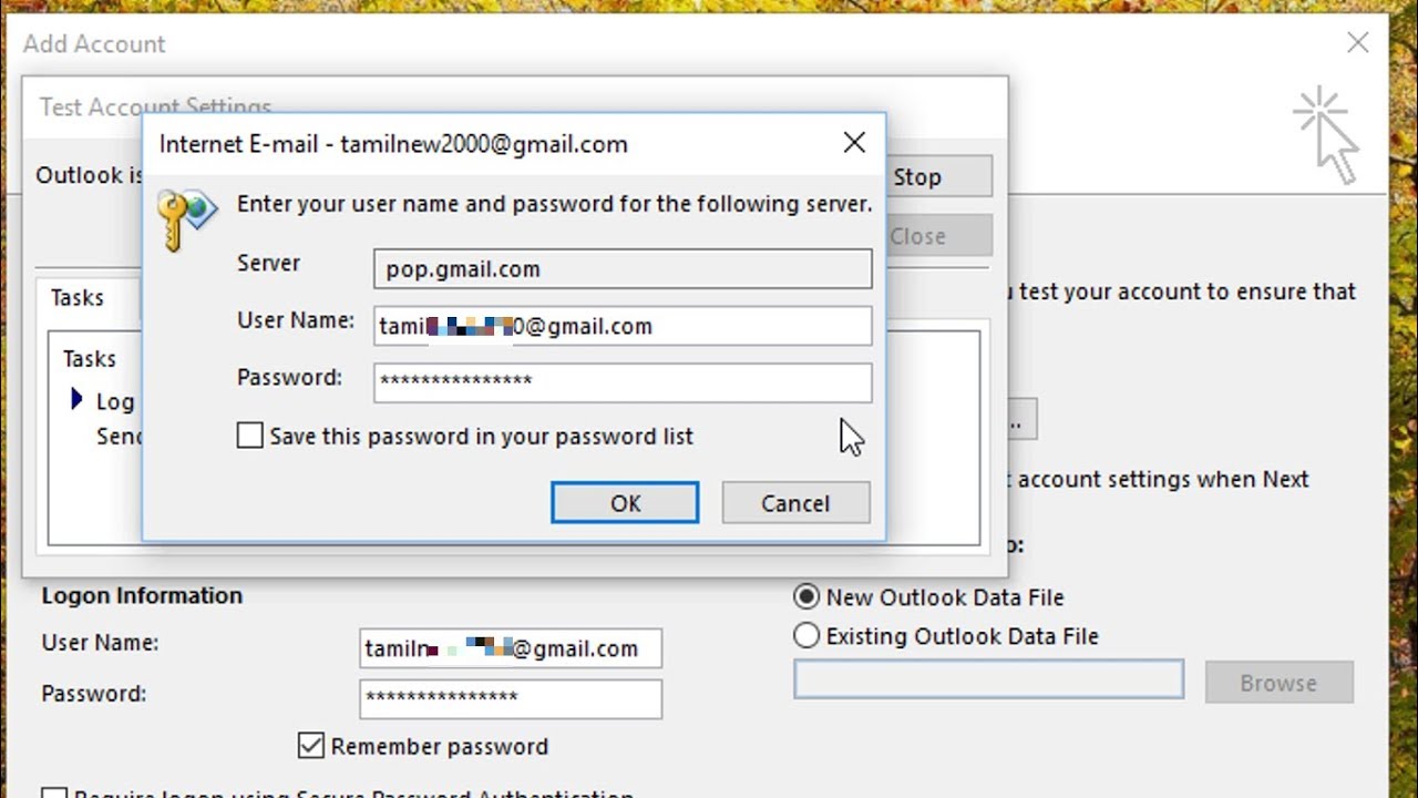 outlook not asking for password