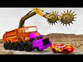 Giant CRUSHER DOZER McQueen Truck Eater VS Cars Lightning McQueen Escape Monster Beamng Drive #5