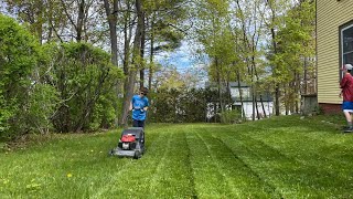 Mowing 2 lawns in one video