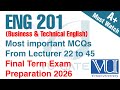 ENG201 Final Term Preparation 2026 | Business & Technical English | VU Gate