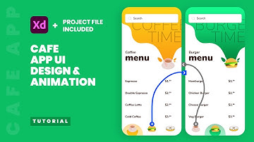 Cafe App UI Design and Interaction Animation in Adobe XD - XD Tutorial Speed Art - Tips & Tricks