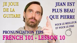 Beginner French - 10a (Pronunciation tips, homonyms, the verb JOUER, comparatives) screenshot 5
