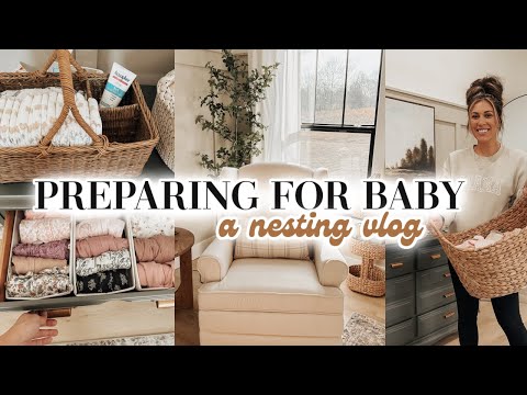 PREPARING FOR BABY | nesting vlog at 33 weeks pregnant | washing clothes, organizing, protein balls