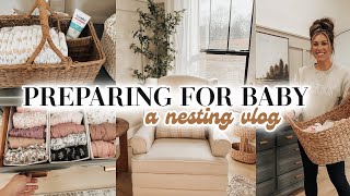 PREPARING FOR BABY | nesting vlog at 33 weeks pregnant | washing clothes, organizing, protein balls