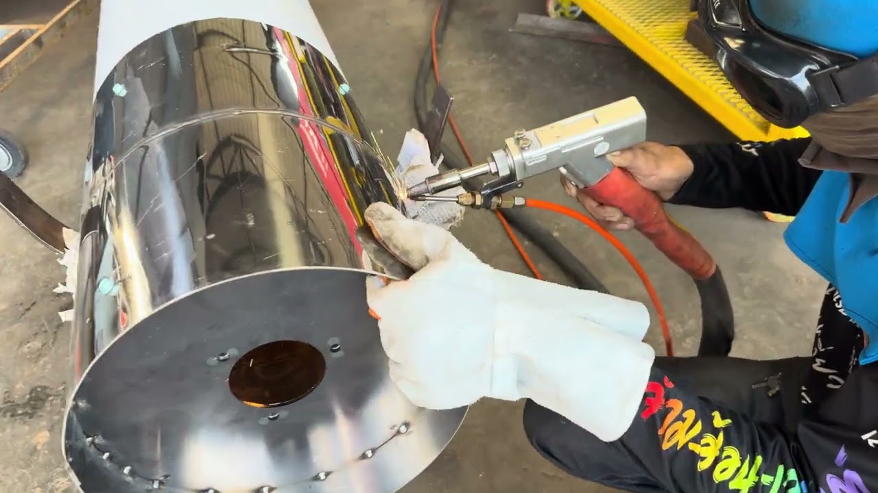 ขั้นตอนการเชื่อมประกอบท่อเกลียวดัน ด้วยเครื่องเชื่อมเลเซอร์